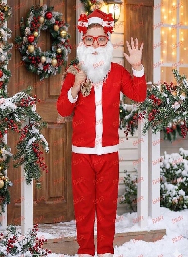 ARCK Santa Claus Dress For Kids 3-5 Years Boy Girl 6Pc Set with Goggle,Beard,Shirt,Pant,Hat,Goodie Bag Warm Fleece Christmas Fancy Dress Competition Costume School Function Xmas Gift Red - Image 4